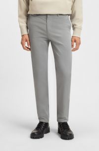 Chino Tapered en satin de coton stretch, Argent