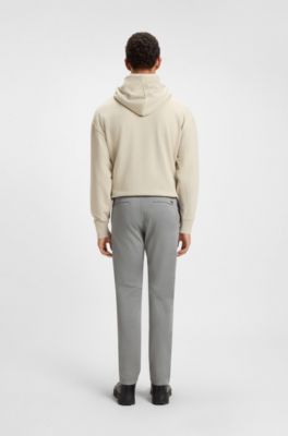 Tapered-fit chinos in stretch-cotton satin, Silver