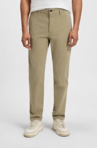 Tapered-fit chinos in stretch-cotton satin, Light Brown