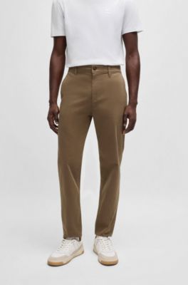 Pantaloni Chino BOSS In Cotone Elasticizzato - Slim Fit, Chiusura A Gancio, Tasche Italiane - Grigi