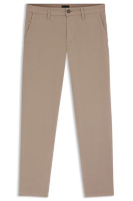 Tapered-fit satijnen chino van stretchkatoen, Beige