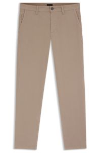 Tapered-fit chinos in stretch-cotton satin, Beige