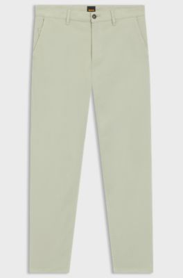 Tapered-fit chinos in stretch-cotton satin, Light Green