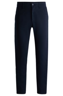 BOSS - Tapered-fit chinos in stretch-cotton satin