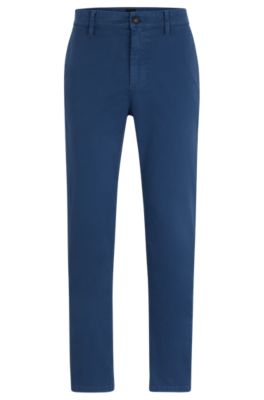 BOSS - Tapered-fit chinos in stretch-cotton satin