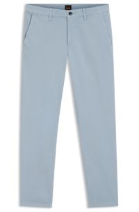 Chino Tapered en satin de coton stretch, bleu clair