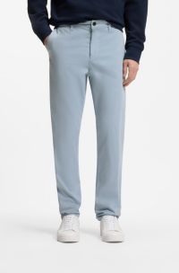 Tapered-fit satijnen chino van stretchkatoen, Lichtblauw