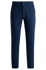 Tapered-fit chinos in stretch-cotton satin, Blue