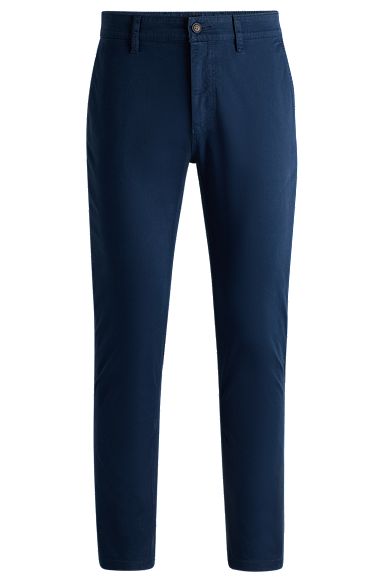 Tapered-fit chinos in stretch-cotton satin, Blue