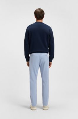 Tapered-fit chinos in stretch-cotton satin, Light Blue