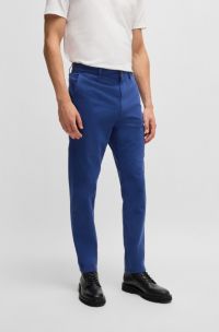 Tapered-fit chinos in stretch-cotton satin, Blue