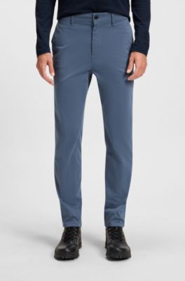 Tapered-fit chinos in stretch-cotton satin, Blue