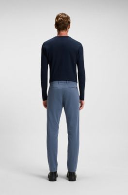 Tapered-fit chinos in stretch-cotton satin, Blue
