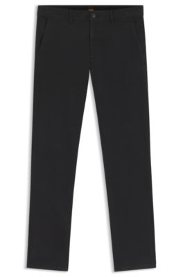 Chino Slim en satin de coton stretch, Noir