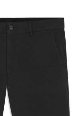 Chino Slim en satin de coton stretch, Noir