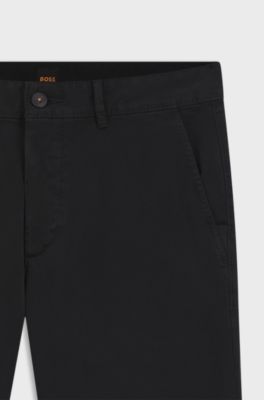 Slim-fit trousers in overdyed stretch satin, Black