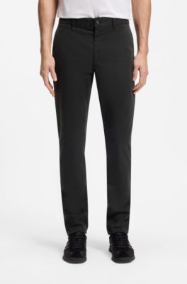 Slim-fit trousers in overdyed stretch satin, Black