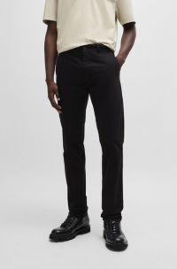 Slim-Fit Chino aus elastischem Baumwoll-Satin, Schwarz