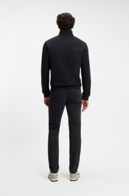 Slim-fit satijnen chino van stretchkatoen, Zwart