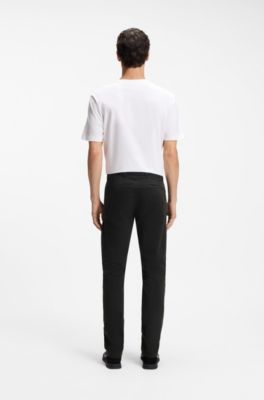 Slim-fit trousers in overdyed stretch satin, Black