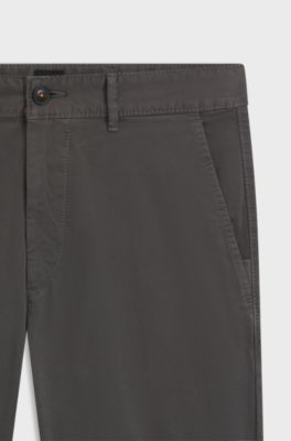 Slim-fit trousers in overdyed stretch satin, Dark Grey