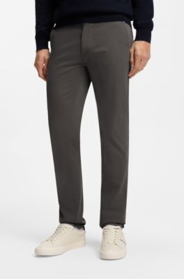 Slim-fit trousers in overdyed stretch satin, Dark Grey