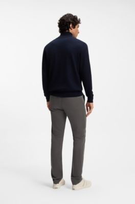Slim-fit trousers in overdyed stretch satin, Dark Grey
