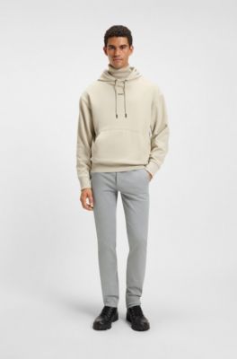 Slim-fit trousers in overdyed stretch satin, Silver