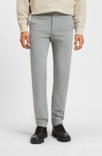 Pantalon Slim en satin de coton stretch, Argent