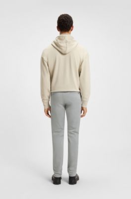 Slim-Fit Chino aus elastischem Baumwoll-Satin, Silber
