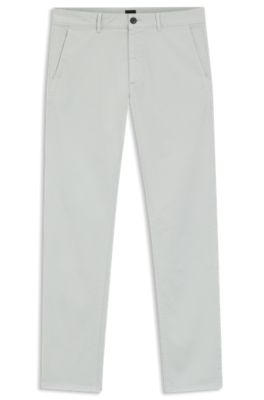 Slim-Fit Chino aus elastischem Baumwoll-Satin, Silber