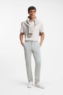 Slim-fit trousers in overdyed stretch satin, Silver