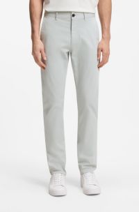 Slim-Fit Chino aus elastischem Baumwoll-Satin, Silber