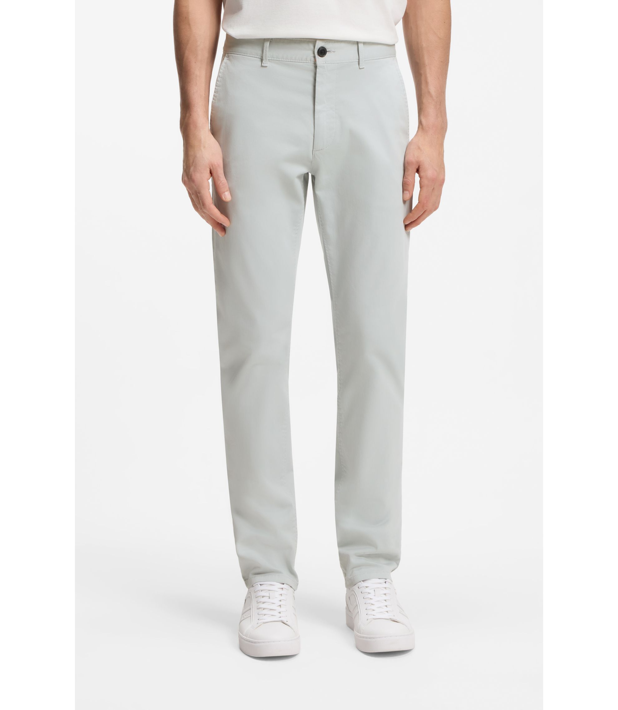 Slim-Fit Chino aus elastischem Baumwoll-Satin