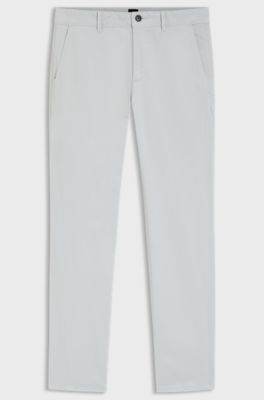 Chino Slim en satin de coton stretch, Gris chin&eacute;