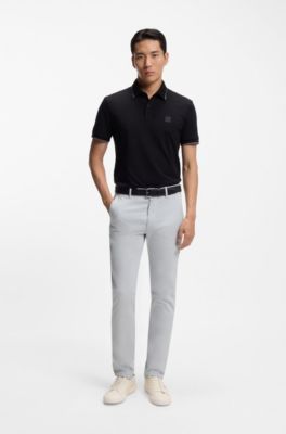 Slim-fit satijnen chino van stretchkatoen, Lichtgrijs