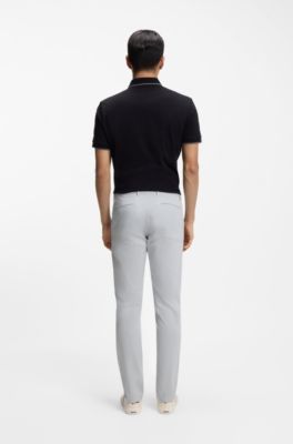 Chino Slim en satin de coton stretch, Gris chin&eacute;