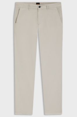 Slim-fit satijnen chino van stretchkatoen, Lichtgrijs