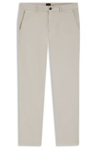 Slim-fit trousers in stretch-cotton satin, Light Grey