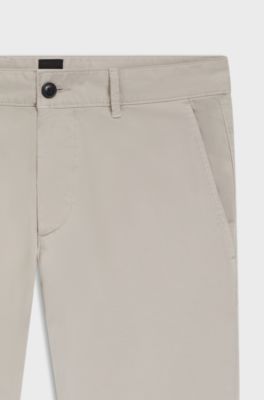 Slim-fit satijnen chino van stretchkatoen, Lichtgrijs