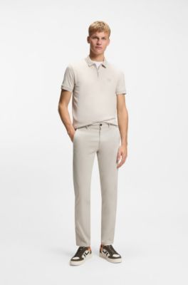 Slim-fit trousers in overdyed stretch satin, Light Grey