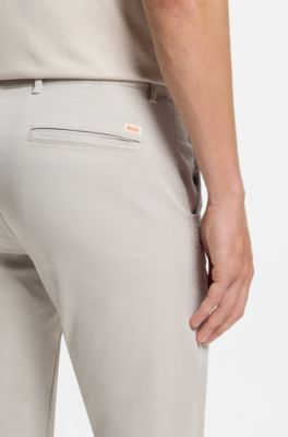Slim-fit satijnen chino van stretchkatoen, Lichtgrijs