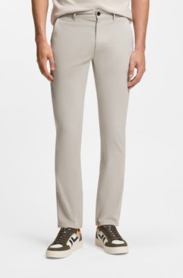 Slim-fit trousers in overdyed stretch satin, Light Grey