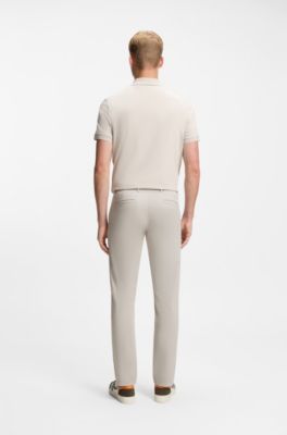 Slim-fit trousers in overdyed stretch satin, Light Grey