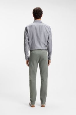 Slim-fit trousers in overdyed stretch satin, Light Grey
