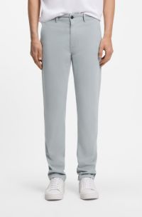 Slim-fit chinos in stretch-cotton satin, Light Grey