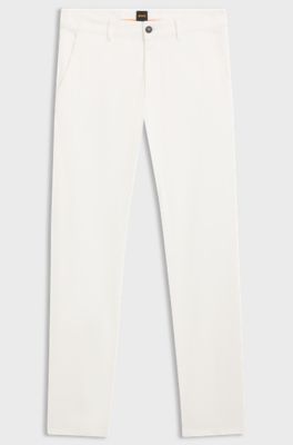Chinos slim fit de raso de algod&oacute;n el&aacute;stico, Blanco