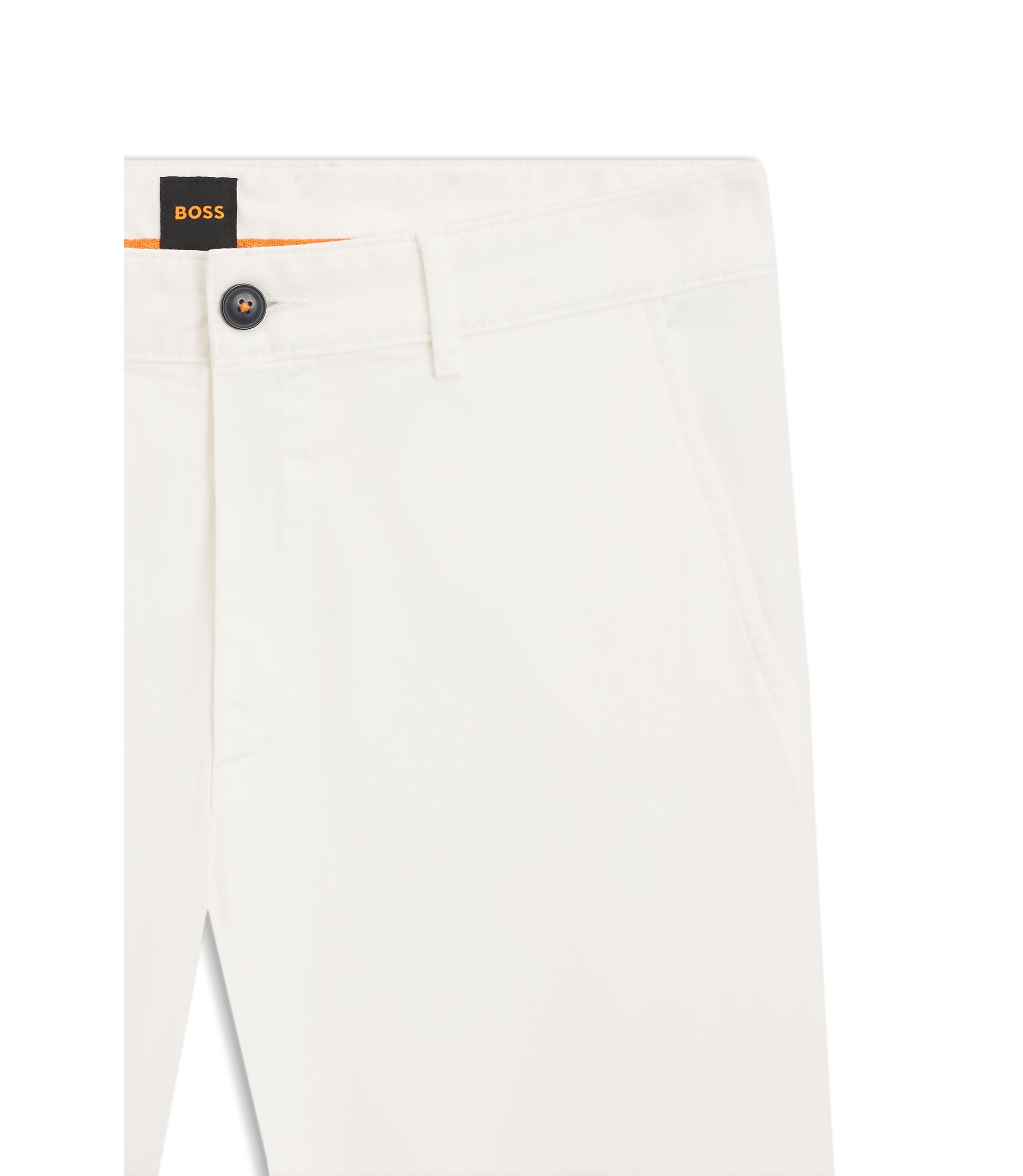 BOSS - Slim-fit trousers in overdyed stretch satin - White