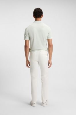 Slim-Fit Chino aus elastischem Baumwoll-Satin, Wei&szlig;