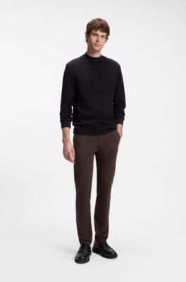 Slim-fit trousers in overdyed stretch satin, Dark Brown